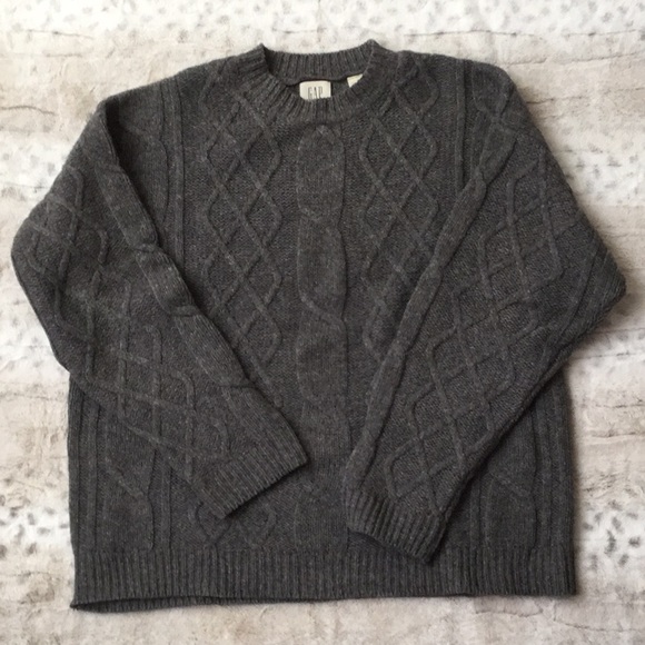 dark grey cable knit sweater